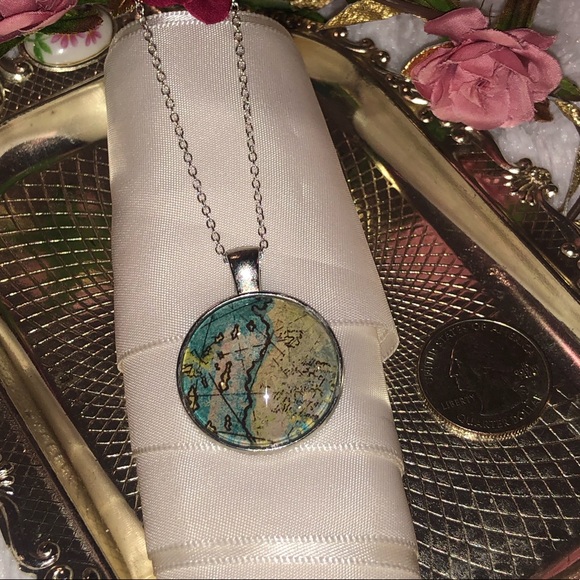 Evalina’s Creations Jewelry - Glass map pendant
